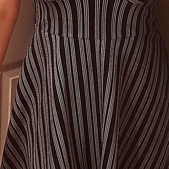 Material Girl Duo-2 Style Blk/White Striped Flair Skater Dress Size L - Picture 6 of 13
